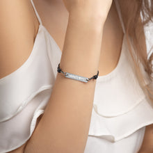 Load image into Gallery viewer, Heart Plus Plus Engraved Silver Bar String Bracelet