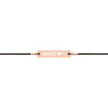 Load image into Gallery viewer, Heart Plus Plus Engraved Silver Bar String Bracelet
