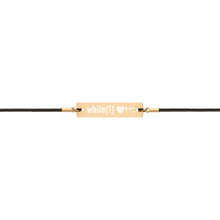 Load image into Gallery viewer, Heart Plus Plus Engraved Silver Bar String Bracelet

