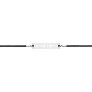Heart Plus Plus Engraved Silver Bar String Bracelet